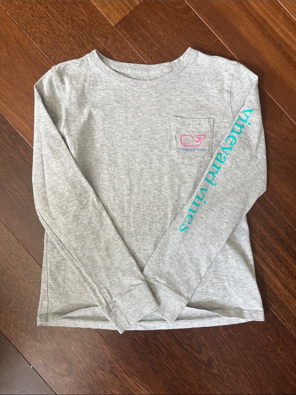 Vineyard Vines Kids' Gray Long-Sleeve Pocket Tee with Logo